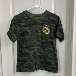 Awake Green Camo Tee with Sunflower